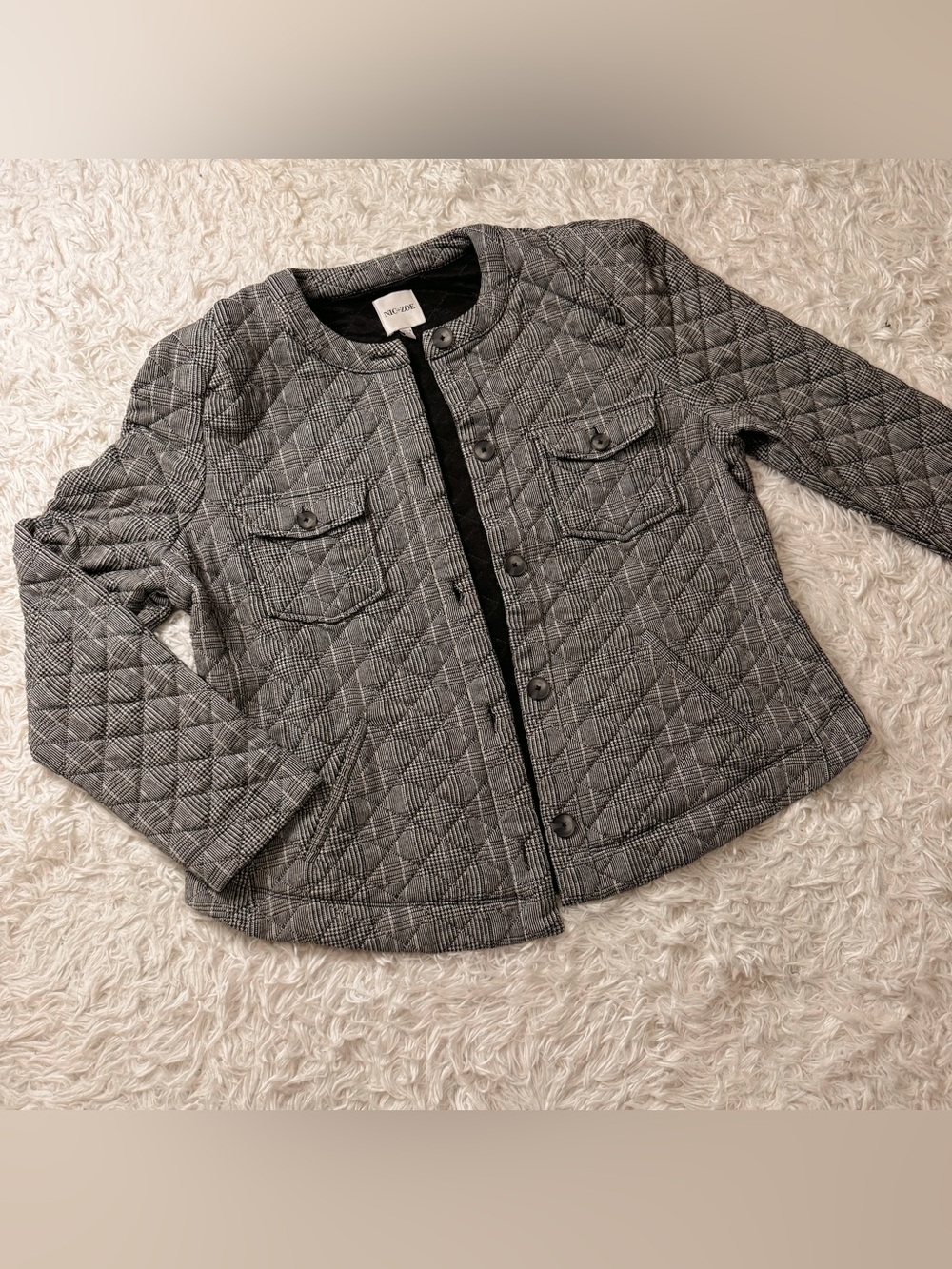 Black & White Plaid Quilted Jacket Nic + Zoe